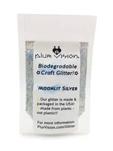Moonlit Silver Biodegradable Glitter 1/2 Ounce - Made from Plant Cellulose, Earth Friendly. Perfect for Crafts, DIY Projects, Even Body, Cosmetics. Can be Mixed with Adhesives, Paints, Gels, Oils