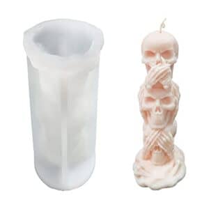 3D Skull Candle Mold Column Silicone Resin Mold for Aromatherapy Candles Resin Casting Homemade Soap Wax Making Polymer Clay DIY Craft