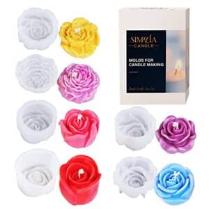 SIMPZIA Flower Candle Molds for Candle Making, Candle Making Molds Including 6 PCS Different Shapes Flower Silicone Candle Mold Set,Silicone Molds for Soy Wax, Beeswax, Candle Making Supplies
