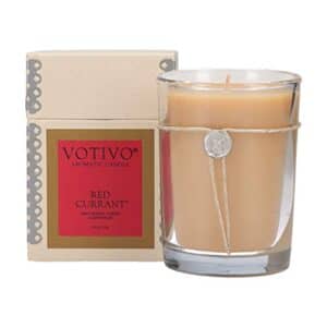 Votivo 6.8oz Luxury Aromatic Soy Blend Highly Fragranced Home Decor Glass Jar Candle-Red Currant