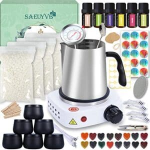 Candle Making Kit,Easy to Make Colored Candle Soy Wax Kit,Including Soy Wax, Wicks,Melting Pot, Tins and More