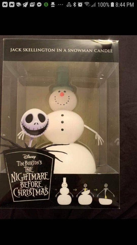 The Nightmare before Christmas Jack Skellington in a Snowman Candle 